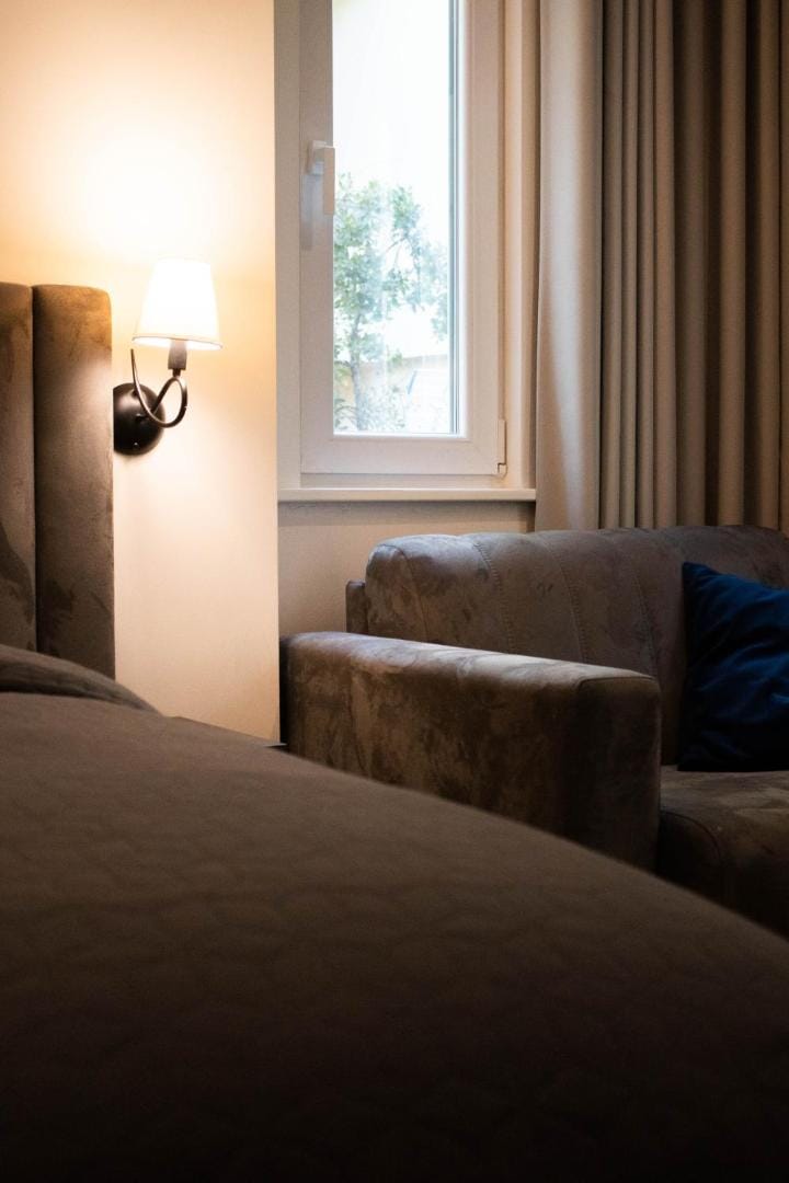The seating area by the window