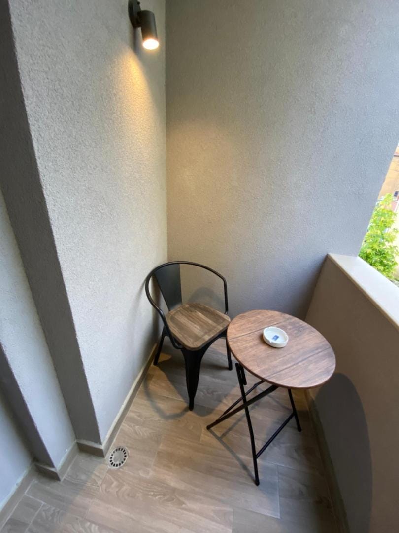 A small table and chair