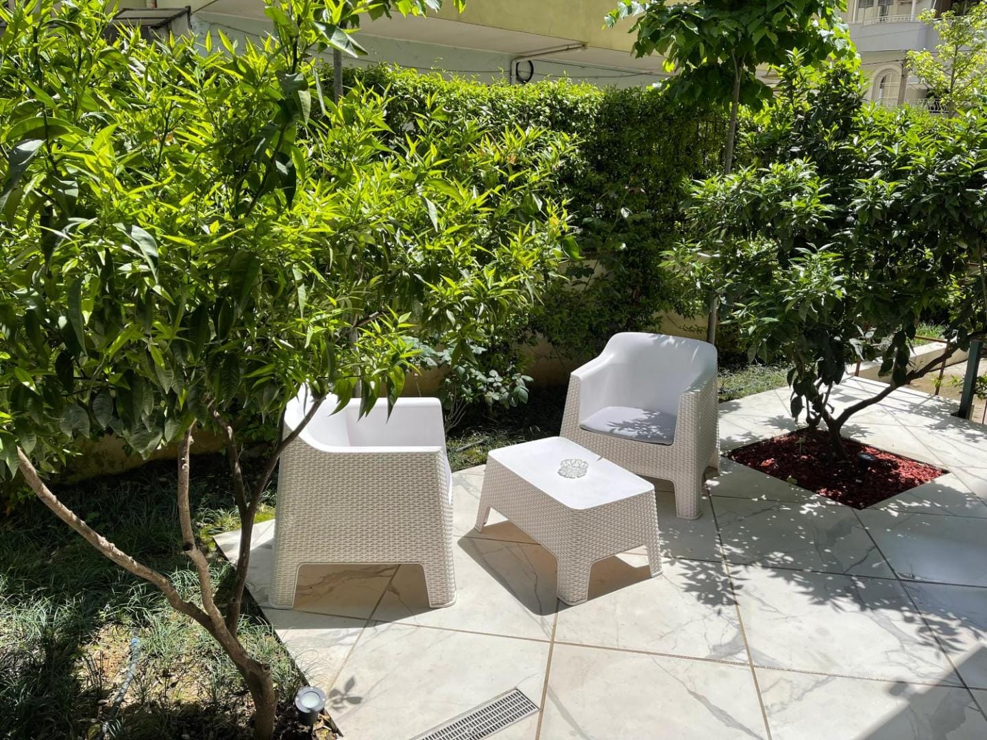The shaded courtyard