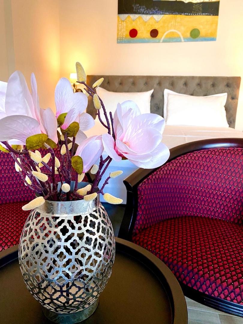 Flowers on the bedside table