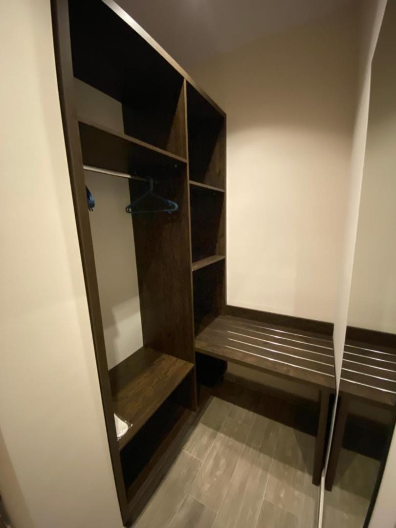 The walk-in wardrobe