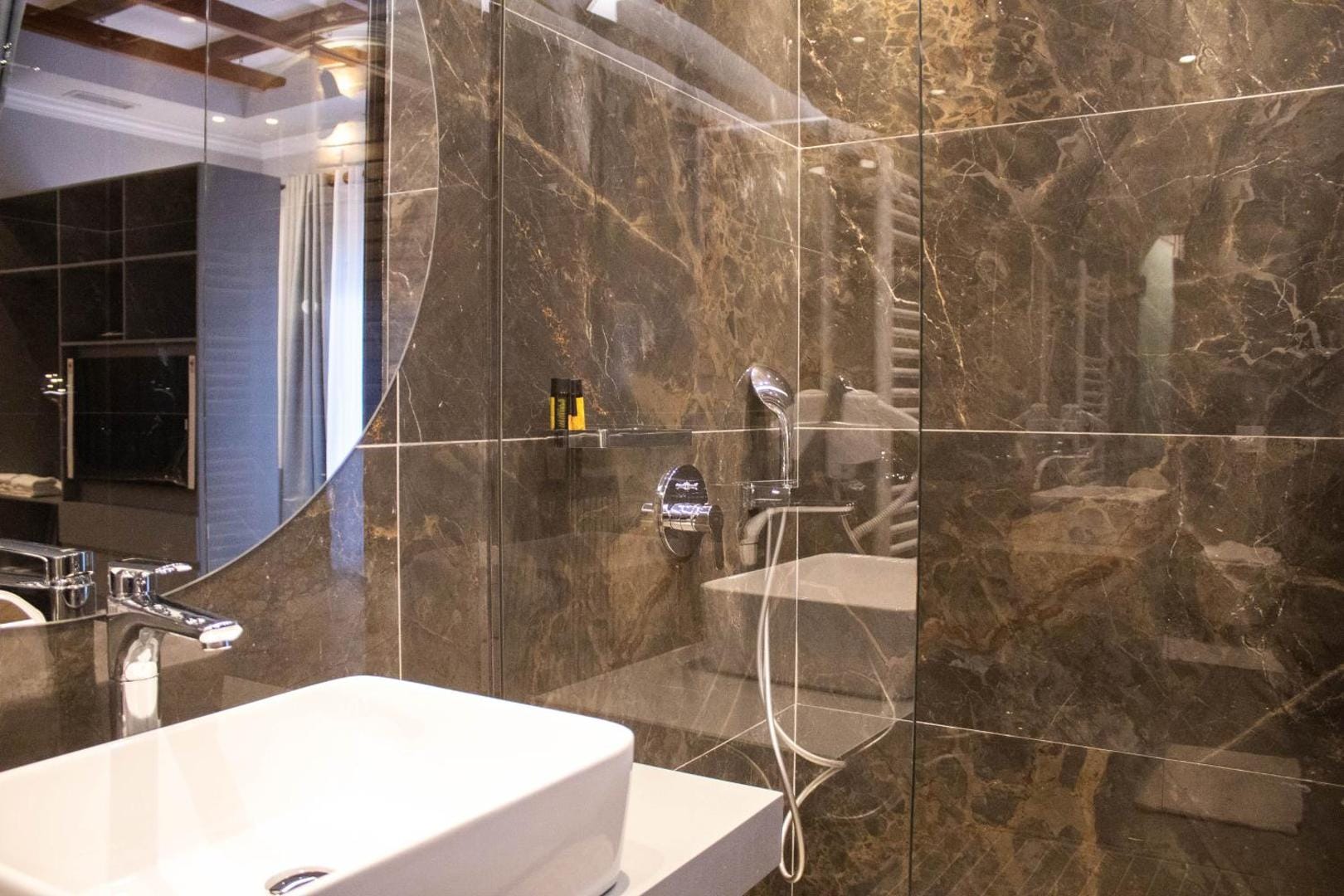 Basin and walk-in shower